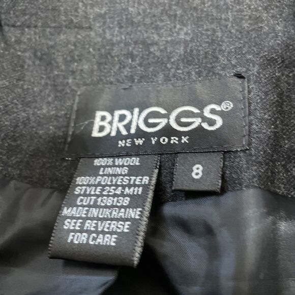 Briggs NY 100% Wool Suit Jacket Women 8 Charcoal Gray 1 Button Modern Cut Blazer - Picture 6 of 16